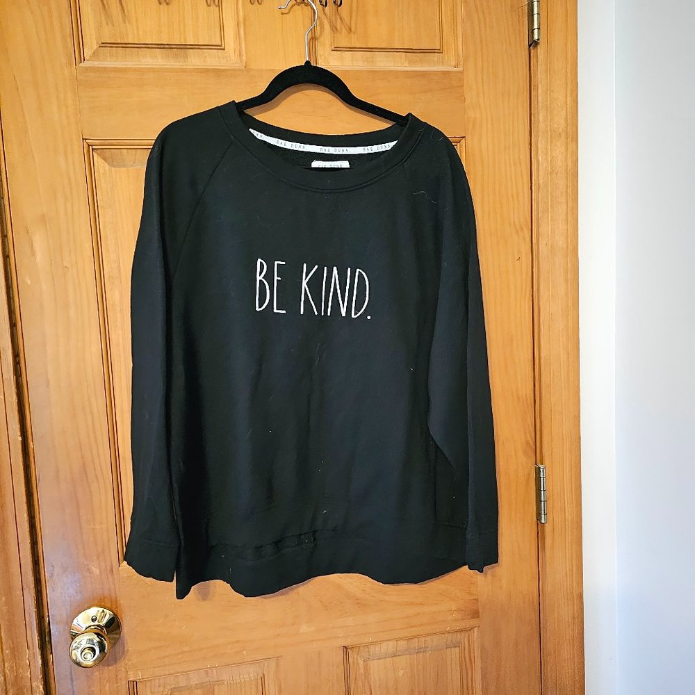 Rae Dunn Be Kind Sweatshirt Crew Pull Over Black 2XL